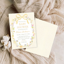 Einladung zur Babyparty mit gelben Schleifen und f