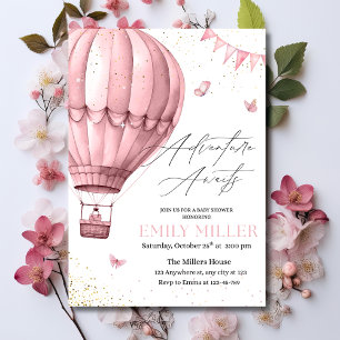 Einladung zur Babyparty mit Heißluftballon für ein