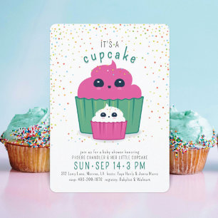 Einladung zur Babyparty mit Mom & Baby Cupcake