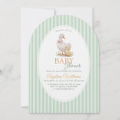 Einladung zur Babyparty mit Mutter Gans und Gänsch (Vorderseite)