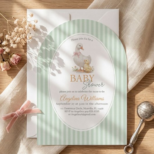 Einladung zur Babyparty mit Mutter Gans und Gänsch