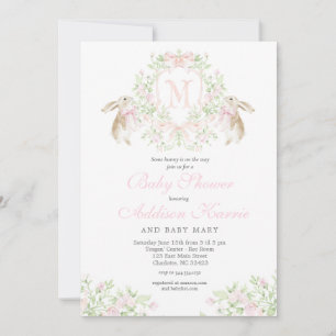 Einladung zur Babyparty mit Preppy-Crest-Hasen
