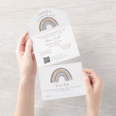 Einladung zur Babyparty mit Regenbogen-QR-Code für (Abreißtisch)