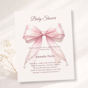 Einladung zur Babyparty mit rosa Elfenbeinperlen