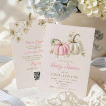 Einladung zur Babyparty mit rosa Kürbis