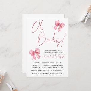 Einladung zur Babyparty mit rosa Schleife
