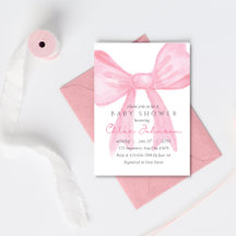 Einladung zur Babyparty mit rosa Schleife – bearbe