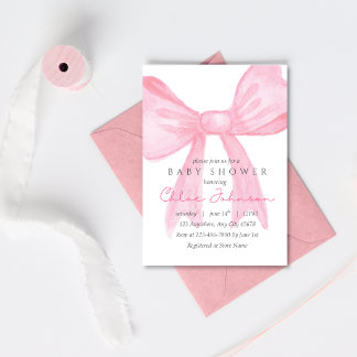 Einladung zur Babyparty mit rosa Schleife – bearbe