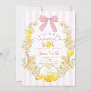 Einladung zur Babyparty mit rosa Schleife und flor
