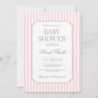 Einladung zur Babyparty mit rosa Streifen