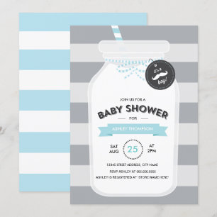 Einladung zur Babyparty mit Vintage-Milchflasche