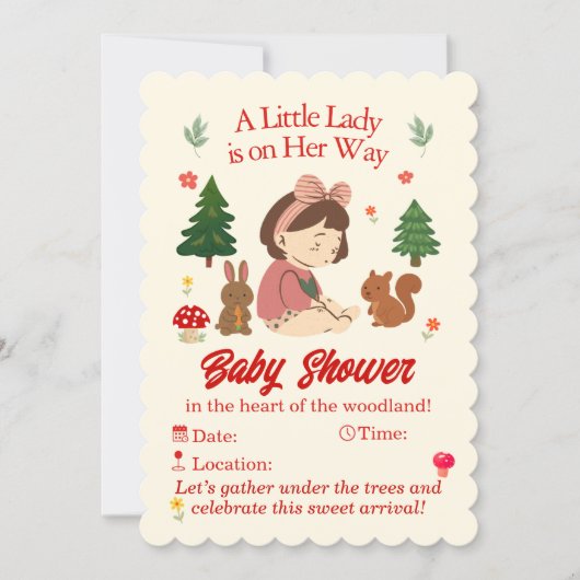 Einladung zur Babyparty mit Waldtieren (Vorderseite)