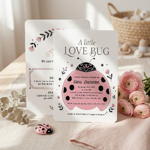 Einladung zur Babyparty Pink Ladybug Love Bug Girl