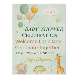 Einladung zur Babyparty | Regenbogen | Elefant | S Poster