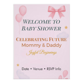 Einladung zur Babyparty Rosa Schleife Freudiger An Poster