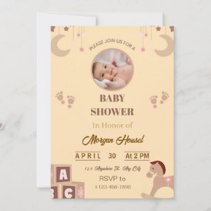 Einladung zur Babyparty Sanfte Beige Spielzeuge