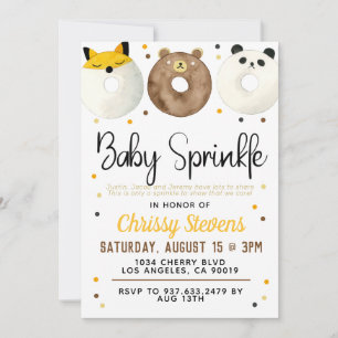 Einladung zur Babysprinkle-Party mit Tier-Donut