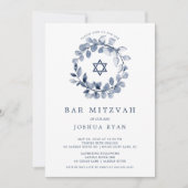 Einladung zur Bar Mitzvah Blue Leaf (Vorderseite)