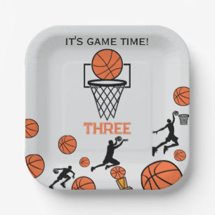 Einladung zur Basketball-Geburtstagsfeier Pappteller
