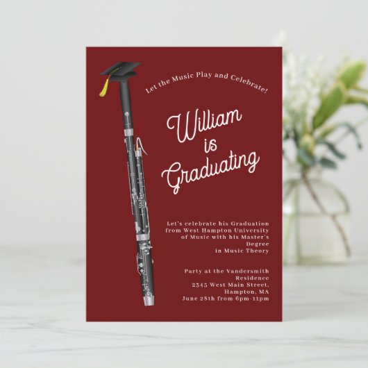 Einladung zur Bassoon Musician Graduation Party (Stehend Vorderseite)