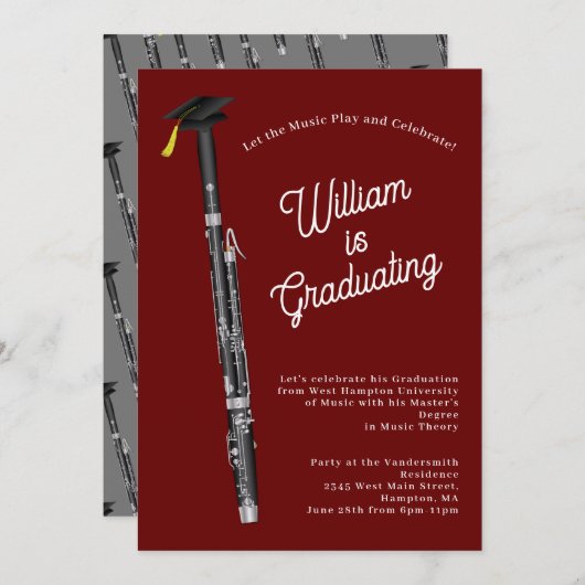 Einladung zur Bassoon Musician Graduation Party (Vorne/Hinten)
