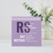 Einladung zur Bat Mitzvah Moderne Monogramm (Stehend Vorderseite)