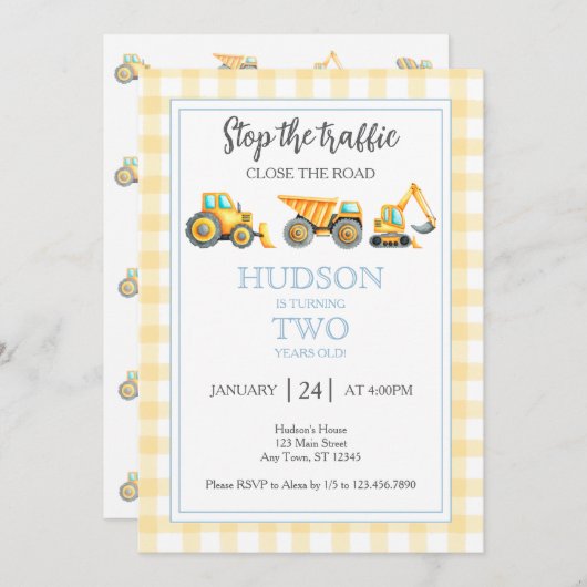 Einladung zur Baustellenparty: Verkehr stoppen (Vorne/Hinten)