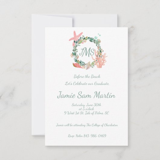 Einladung zur Beach Graduation Party | Ankündigung (Vorderseite)