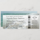 Einladung zur Beach Hochzeit in Urlaubsort (Vorne/Hinten)