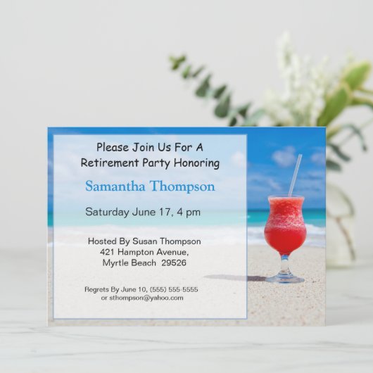 Einladung zur Beachruhestandsruhe (Stehend Vorderseite)