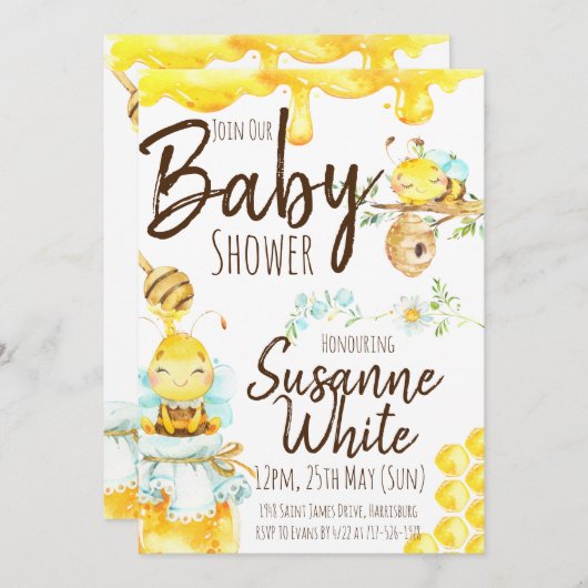 Einladung zur Bee Baby Duwer (Schwangerschaftsankü (Vorne/Hinten)