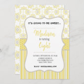 Einladung zur Bee Yellow and Grey Geometric Birthd (Vorne/Hinten)