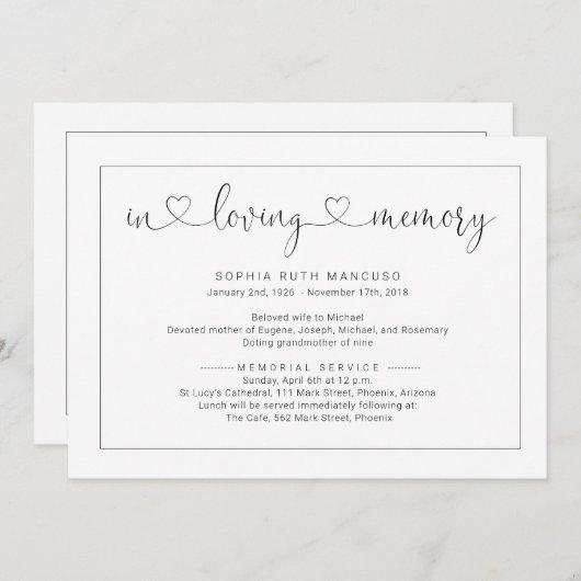 Einladung zur Beerdigung (Vorne/Hinten)