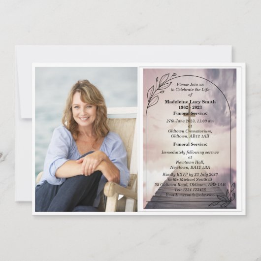 Einladung zur Beerdigung personalisierter Fotos (Vorderseite)