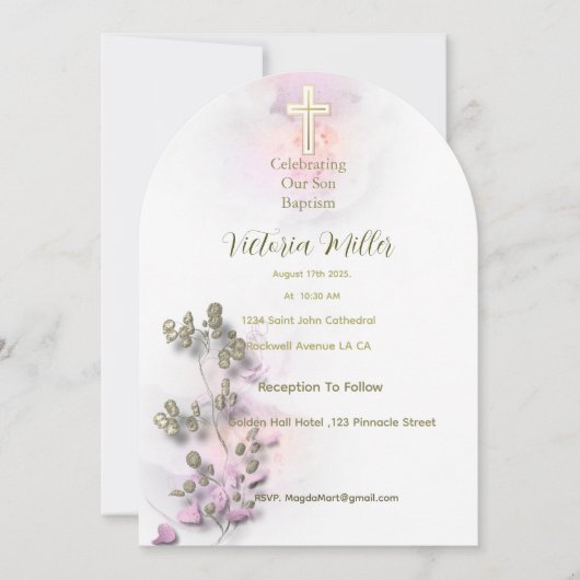 Einladung zur Bekundung der Taufe mit weichem Wass (Vorderseite)