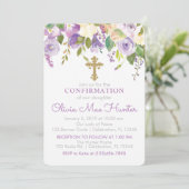 Einladung zur Bestätigung der lila Peonies Girl Co (Stehend Vorderseite)