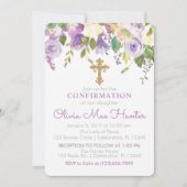 Einladung zur Bestätigung der lila Peonies Girl Co (Vorderseite)