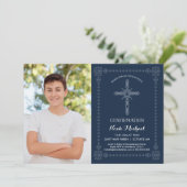 Einladung zur Bestätigung des Jungen - Foto mit Kr (Stehend Vorderseite)