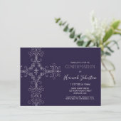 Einladung zur Bestätigung, Kreuz, Monogramm; Junge (Stehend Vorderseite)