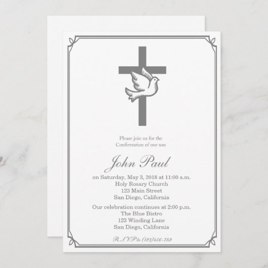 Einladung zur Bestätigung von Silber Cross und Dov (Vorne/Hinten)