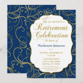 Einladung zur Bevorratung von Navy Blue Gold Swirl (Vorne/Hinten)