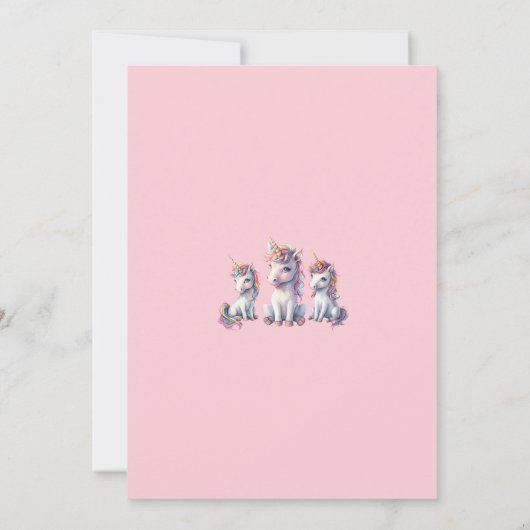 Einladung zur bezauberten Einhorn-Kinderdusche (Rückseite)