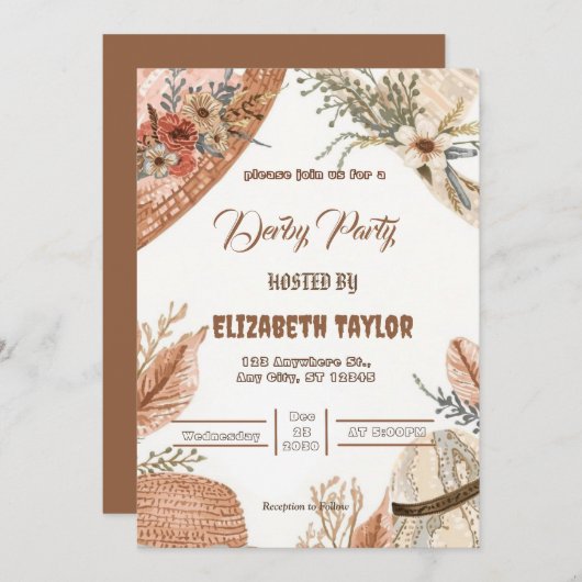 Einladung zur Big Hat Derby-Party (Vorne/Hinten)