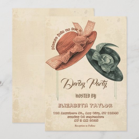 Einladung zur Big Hat Derby-Party (Vorne/Hinten)