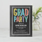Einladung zur Big News Graduation Party Chalk (Stehend Vorderseite)