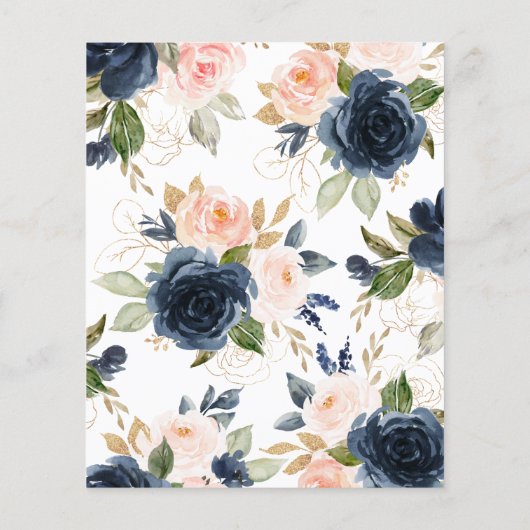 Einladung zur Billigdusche Pink, Navy & Gold Brida (Rückseite)