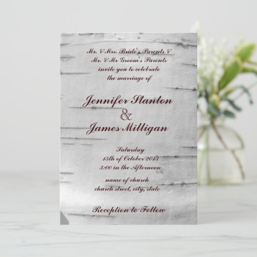 Einladung zur Birkenrinde (Stehend Vorderseite)