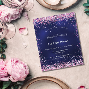 Einladung zur Birthday Marine in blau-pink