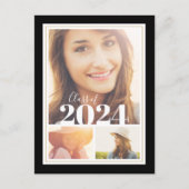 Einladung zur Black and Gold 3 Foto Graduation Par (Vorderseite)