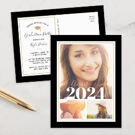 Einladung zur Black and Gold 3 Foto Graduation Par